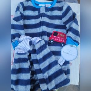 Baby boy footsie fire truck pajama